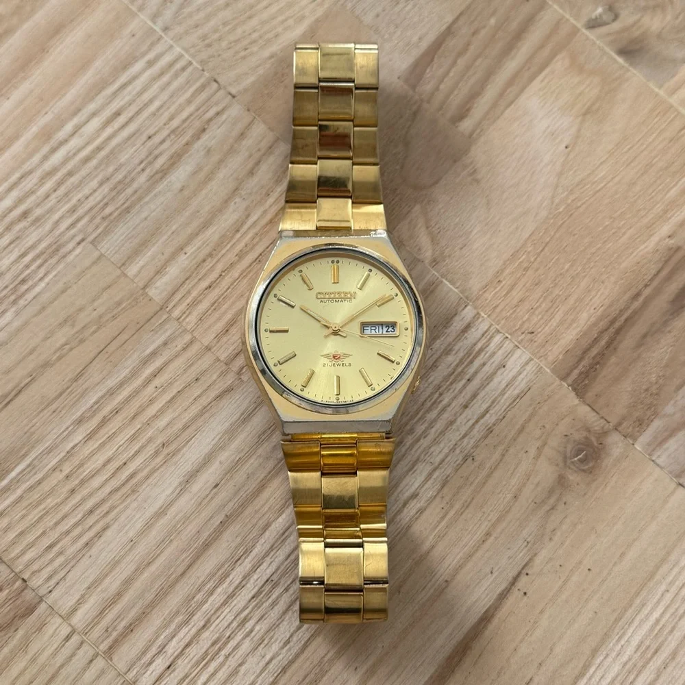Citizen Eagle 7 Automatic 21 Jewels Rare Vintage Men’s Watch Gold Dial Bracelet